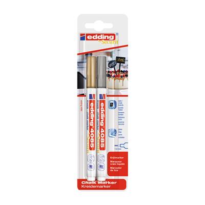 Edding 4085 Likit Tebes¸ir Kalemi, İkili Blister,  Karışık