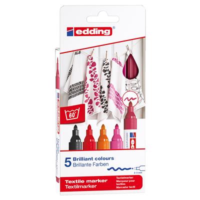 Edding 4500 Tekstil Markör 5li Set Sıcak Renkler