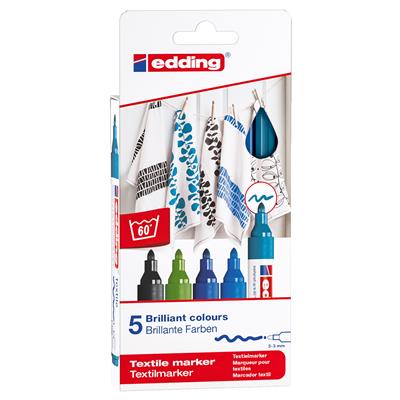 Edding 4500 Tekstil Markör 5li Set Soğuk Renkler