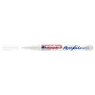 Edding 5300 İnce Uçlu Akrilik Markör Yuvarlak Uç  1-2 mm Trafik Beyaz Mat