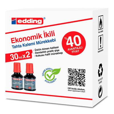 Edding Bt 30 Beyaz Yazı Tahtası Kalemi Yedek Mürekkebi 30 ml 2li Kırmızı