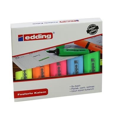 Edding Fosforlu Kalem Kesik Uç 2-5 mm 5li Paket  (Karışık Renkler)