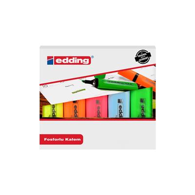 Edding Fosforlu Kalem Kesik Uç 2-5 mm 5li Paket  (Karışık Renkler)