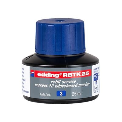 Edding RBTK 25 Retract 12 Beyaz Yazı Tahtası Yedek  Mürekkebi 25 ml Mavi