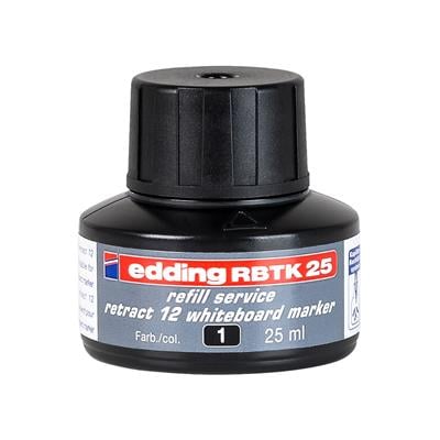 Edding RBTK 25 Retract 12 Beyaz Yazı Tahtası Yedek  Mürekkebi 25 ml Siyah