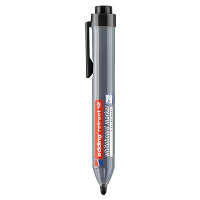 Edding Retract 12 Beyaz Yazı Tahtası Kalemi Yuvarlak Uç 1.5-3 mm Siyah