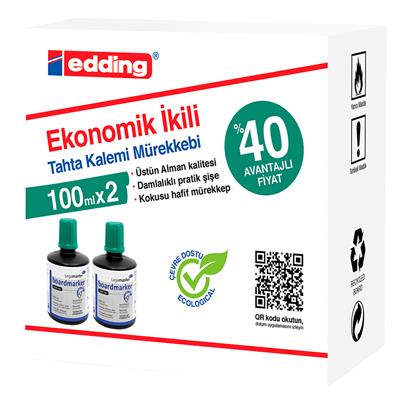 Eddinglegamaster Beyaz Yazı Tahtası Kalemi Yedek  Mürekkebi 100 ml 2li Yeşil