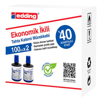 Eddinglegamaster Beyaz Yazı Tahtası Kalemi Yedek  Mürekkebi 100 ml 2li Mavi
