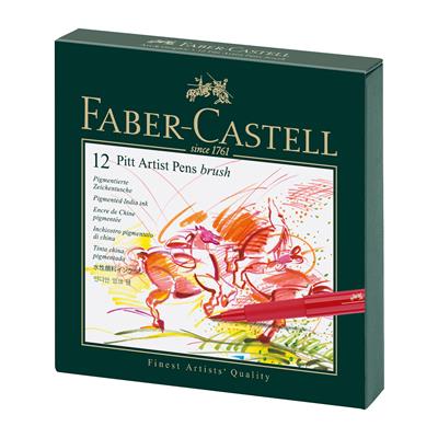Faber Castel Pitt Artist Studio Box Fırça Uçlu  Çizim Kalemi, 12li