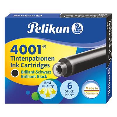 Pelikan 4001 Küçük Dolma Kalem Kartuşu 6lı Siyah