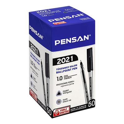 Pensan 2021 Şeffaf Üçgen Gövdeli Tükenmez Kalem  Siyah