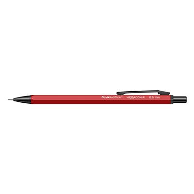 Scrikss Hexagon-r Metalik Versatil (Uçlu) Kalem Metal Gövde Siyah Metal Klips 0.5 mm Uç Kırmızı
