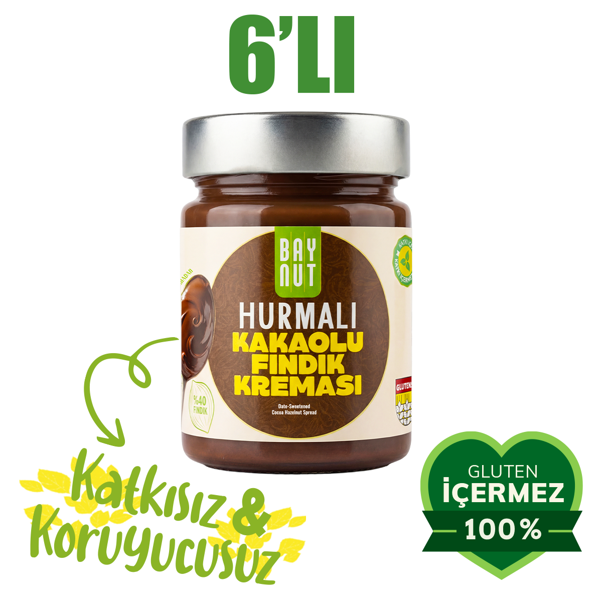 Baynut Hurmalı Kakaolu Fındık Kreması %40 Fındık x 6 Adet