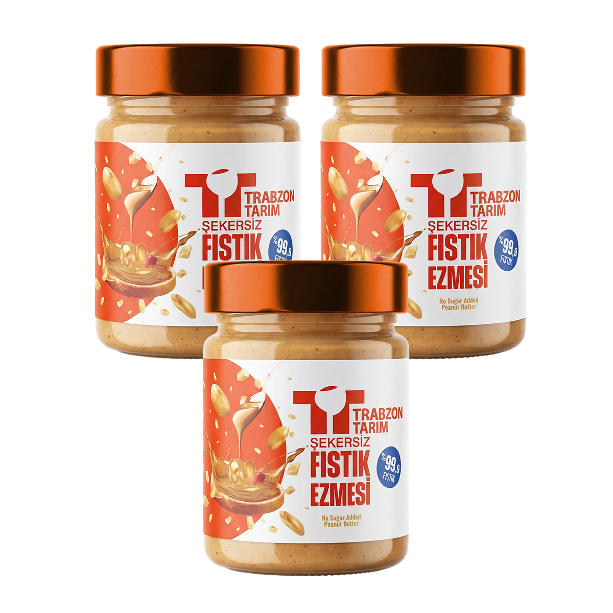 Trabzon Tarım Şekersiz %99.9 Fıstık Ezmesi  300g x 3 Adet