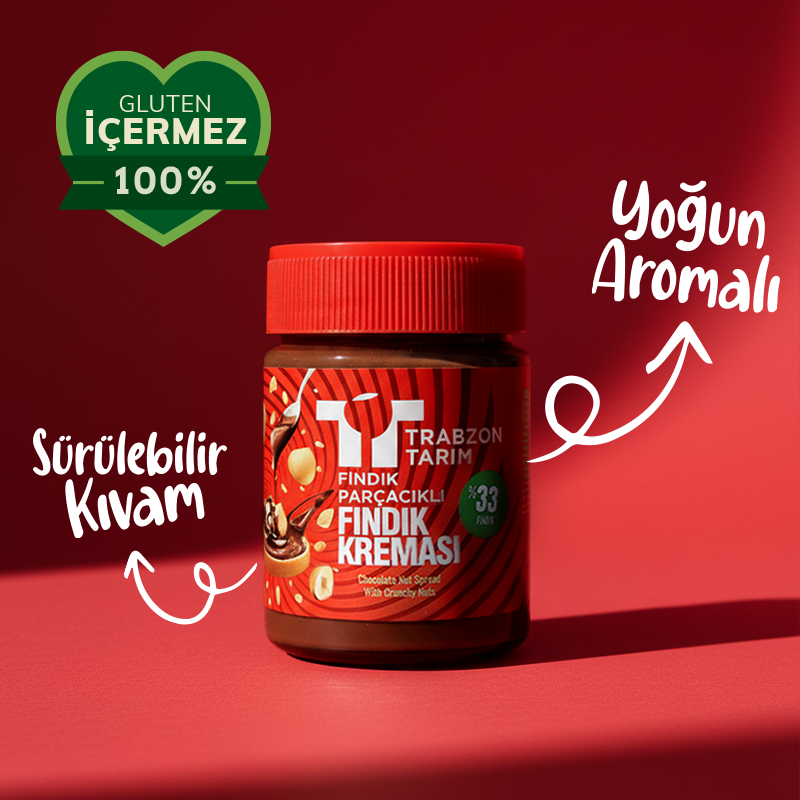 Trabzon Tarım Fındık Parçacıklı Fındık Kreması (%33 Fındık)  320g