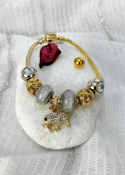 ÇELİK GOLD KAPLAMA CHARM PANDORA BİLEKLİK MODEL: DELEYNA