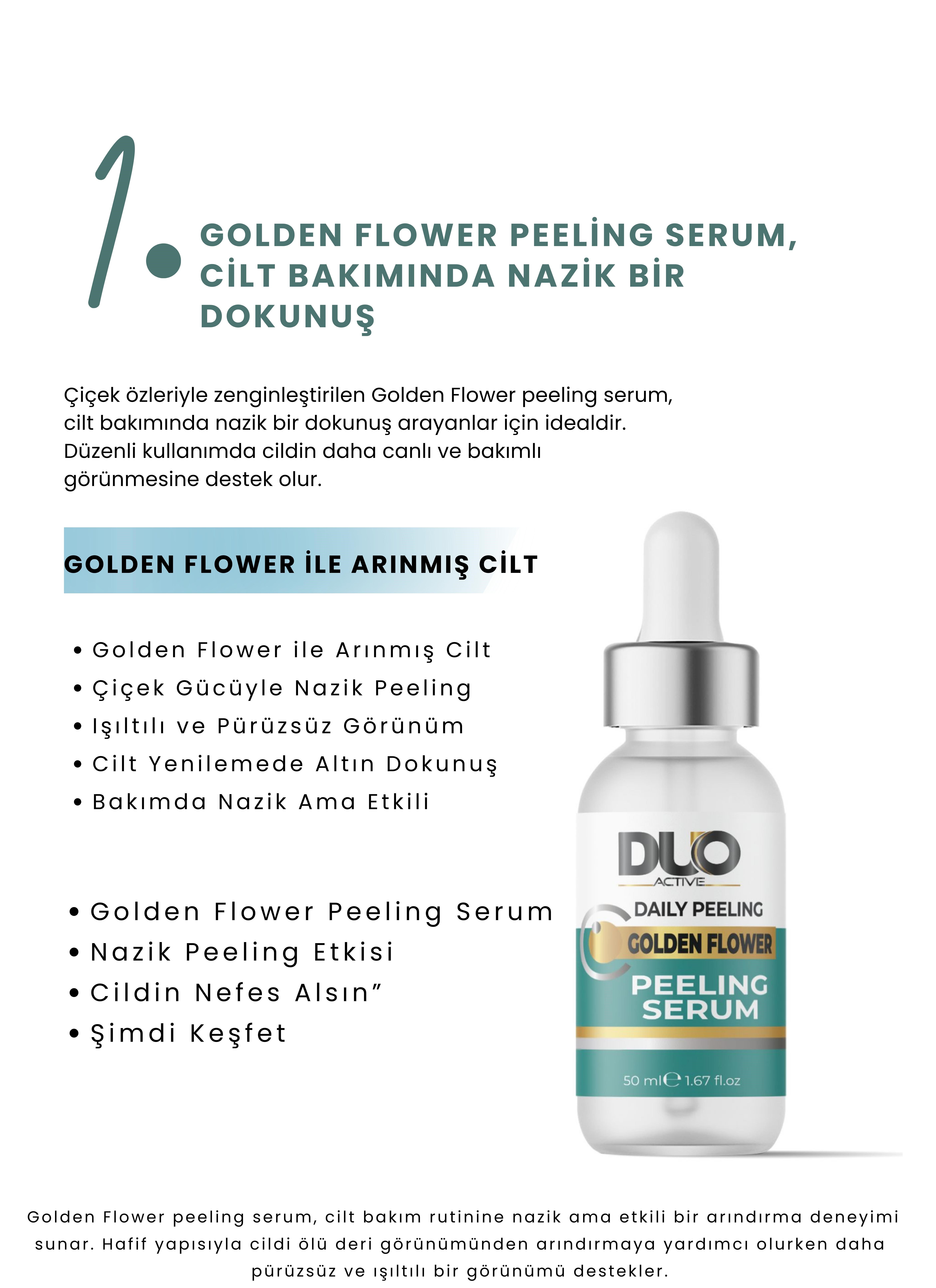 Golden Flower peeling serum, cilt bakımında nazik bir dokunuş