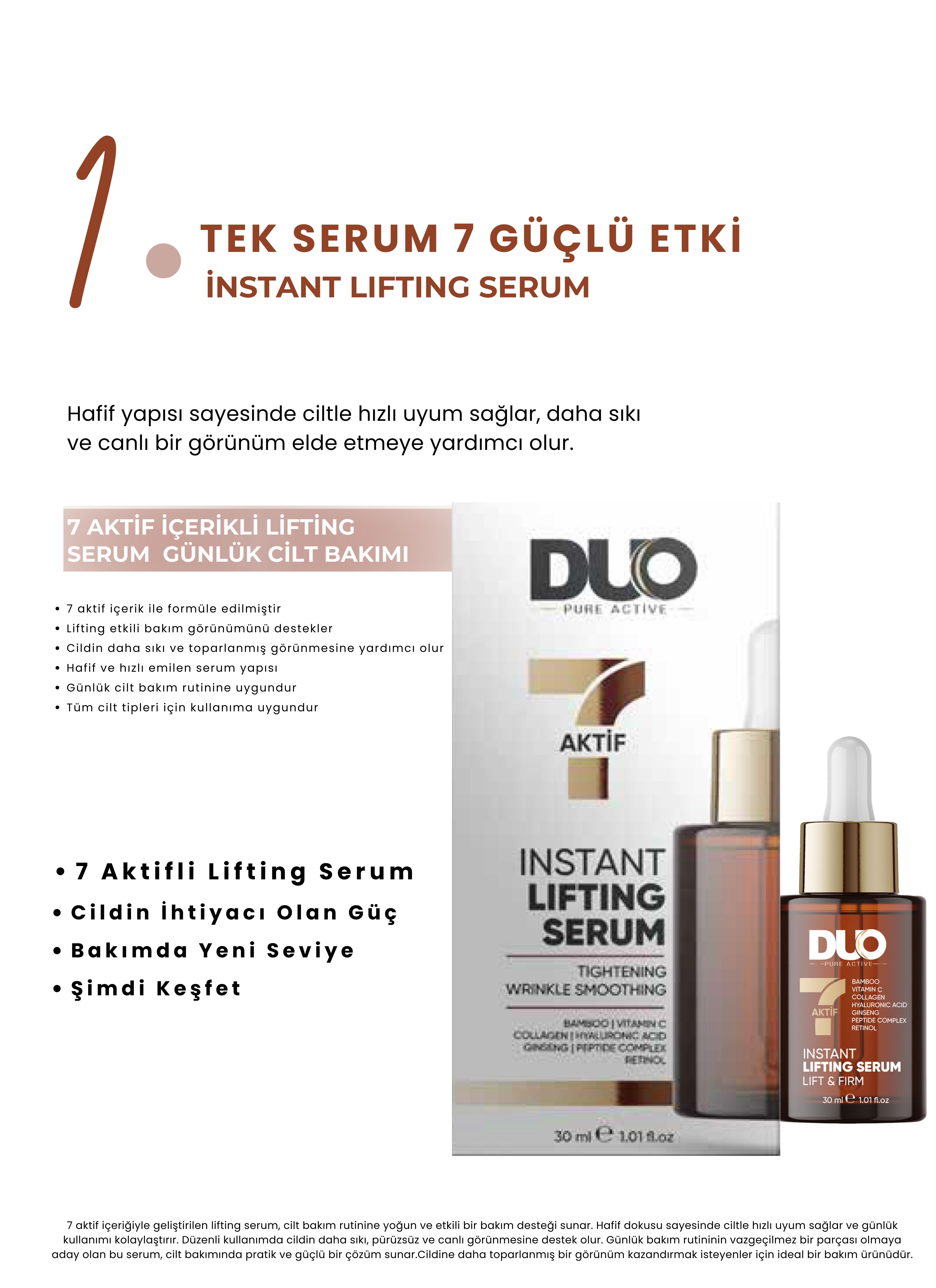 Tek Serum 7 Güçlü Etki İnstant Lıftıng Serum