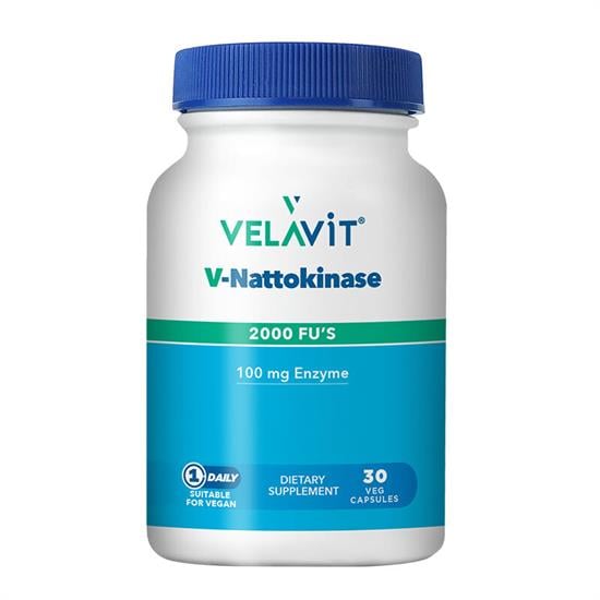 Velavit V-Nattokinasse 2000 Fu's 100 mg Enzyne 30 Kapsül