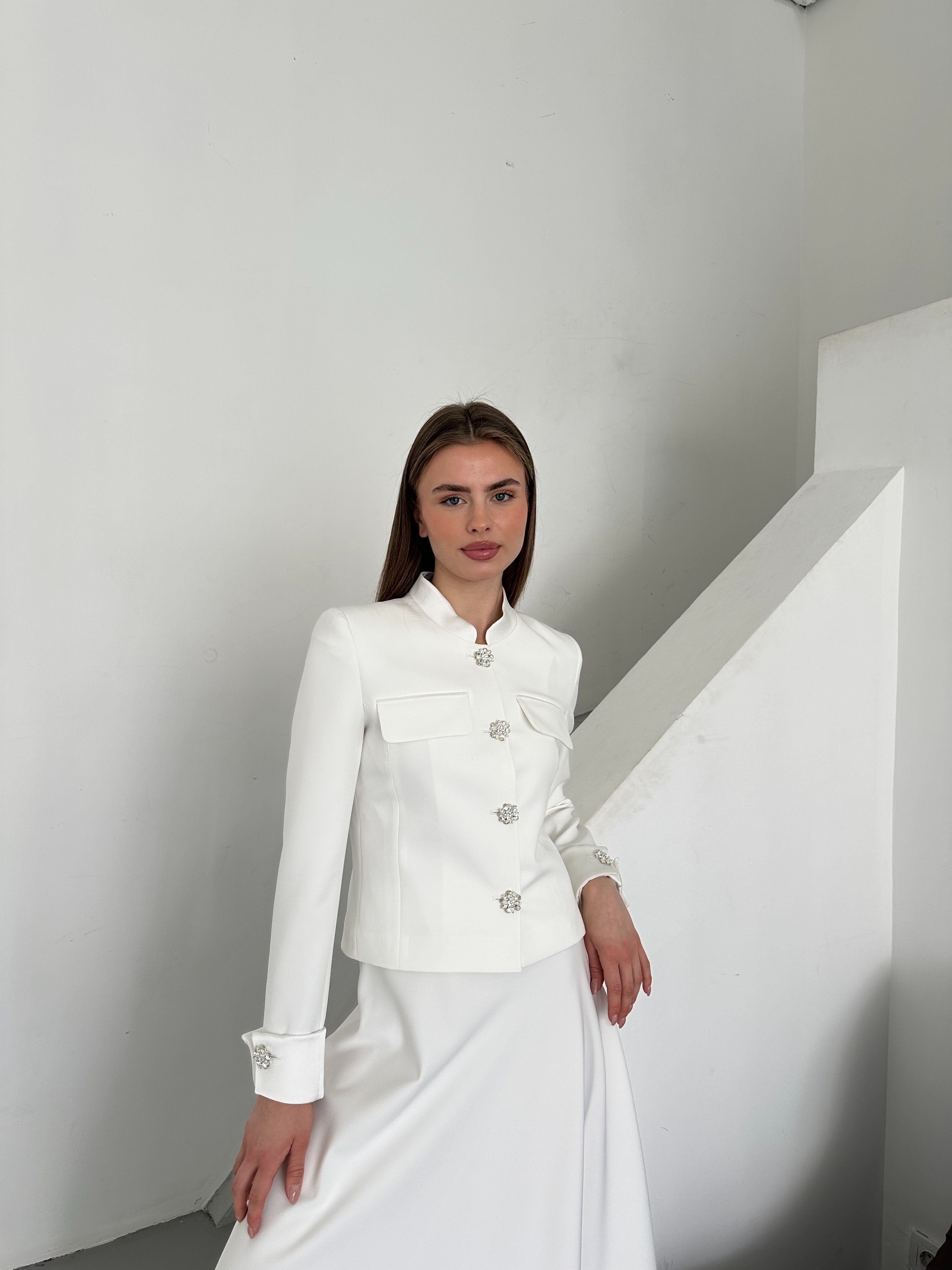Zirkon Taş Detaylı Vintage Kadın Takım