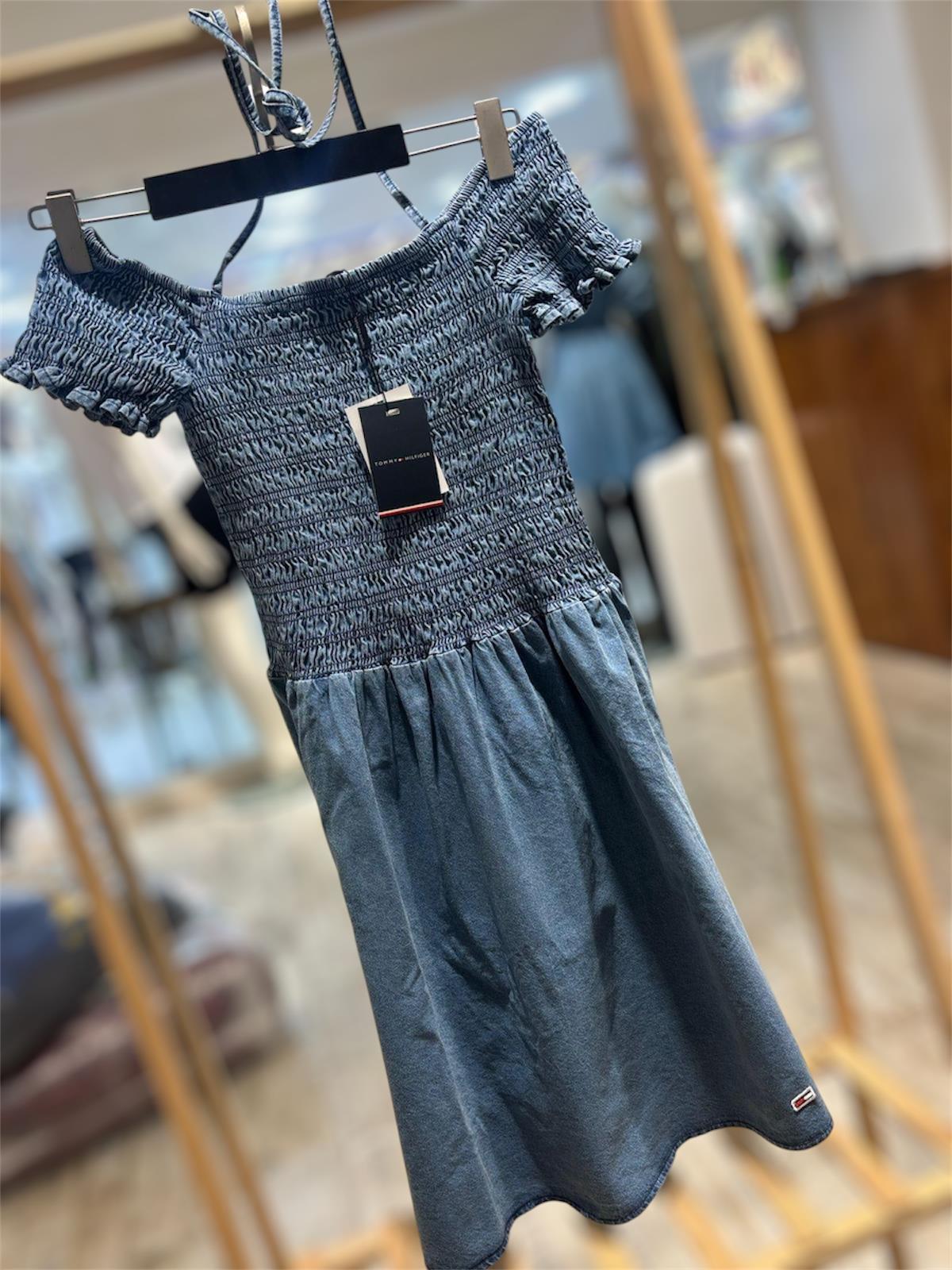 Boyundan Bağlamalı Denim Elbise(Tulum)