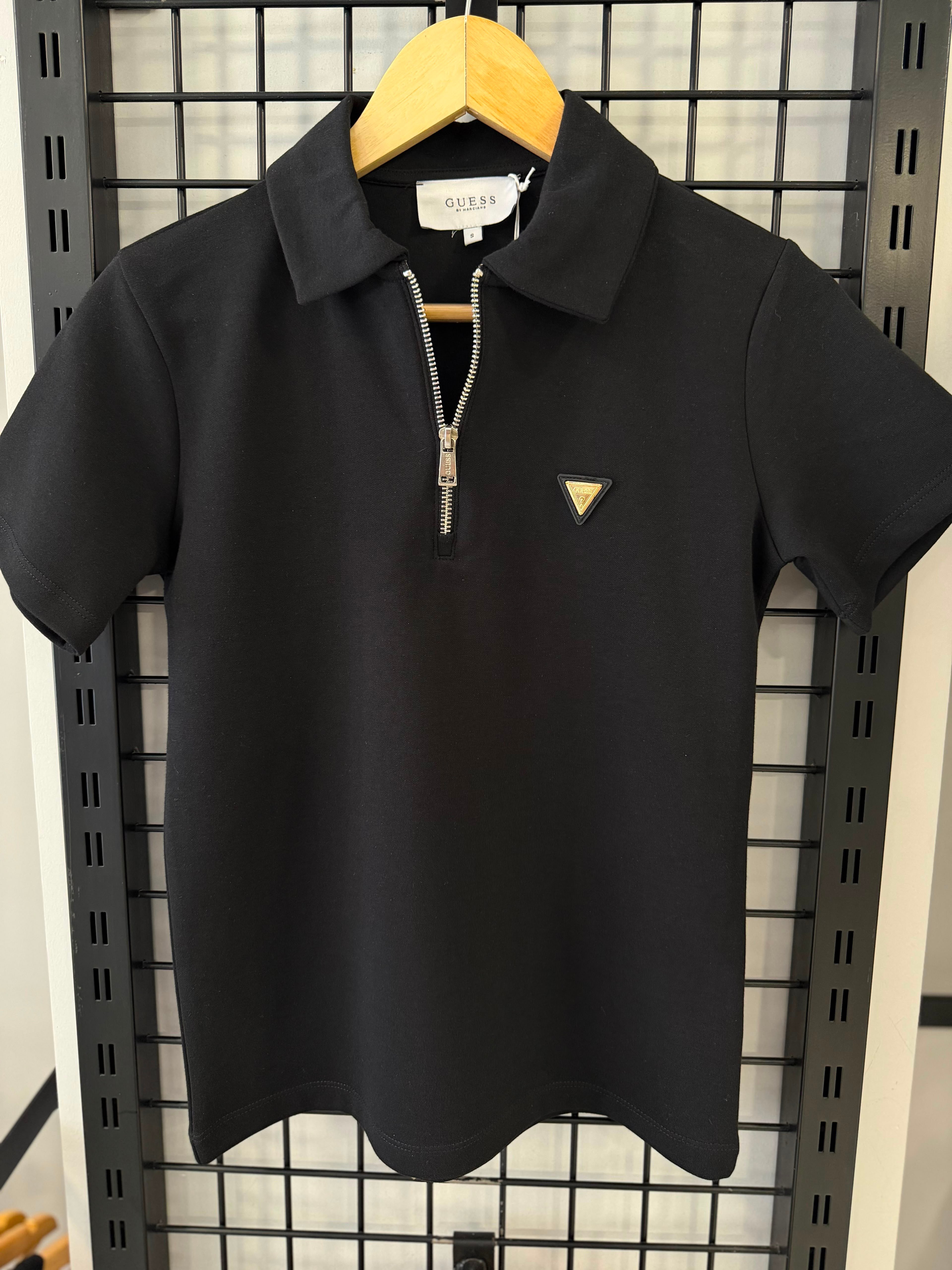 Gue Logo Detaylı Polo Yaka Siyah Tshirt