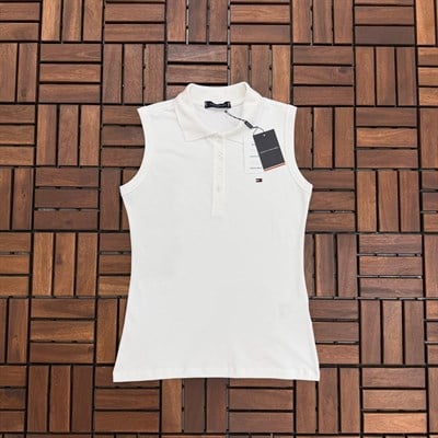 Tom Polo Yaka Sıfır Kol Beyaz Tshirt