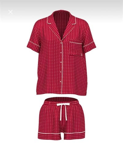 VS Saten Şort Gömlek Pijama Takımı