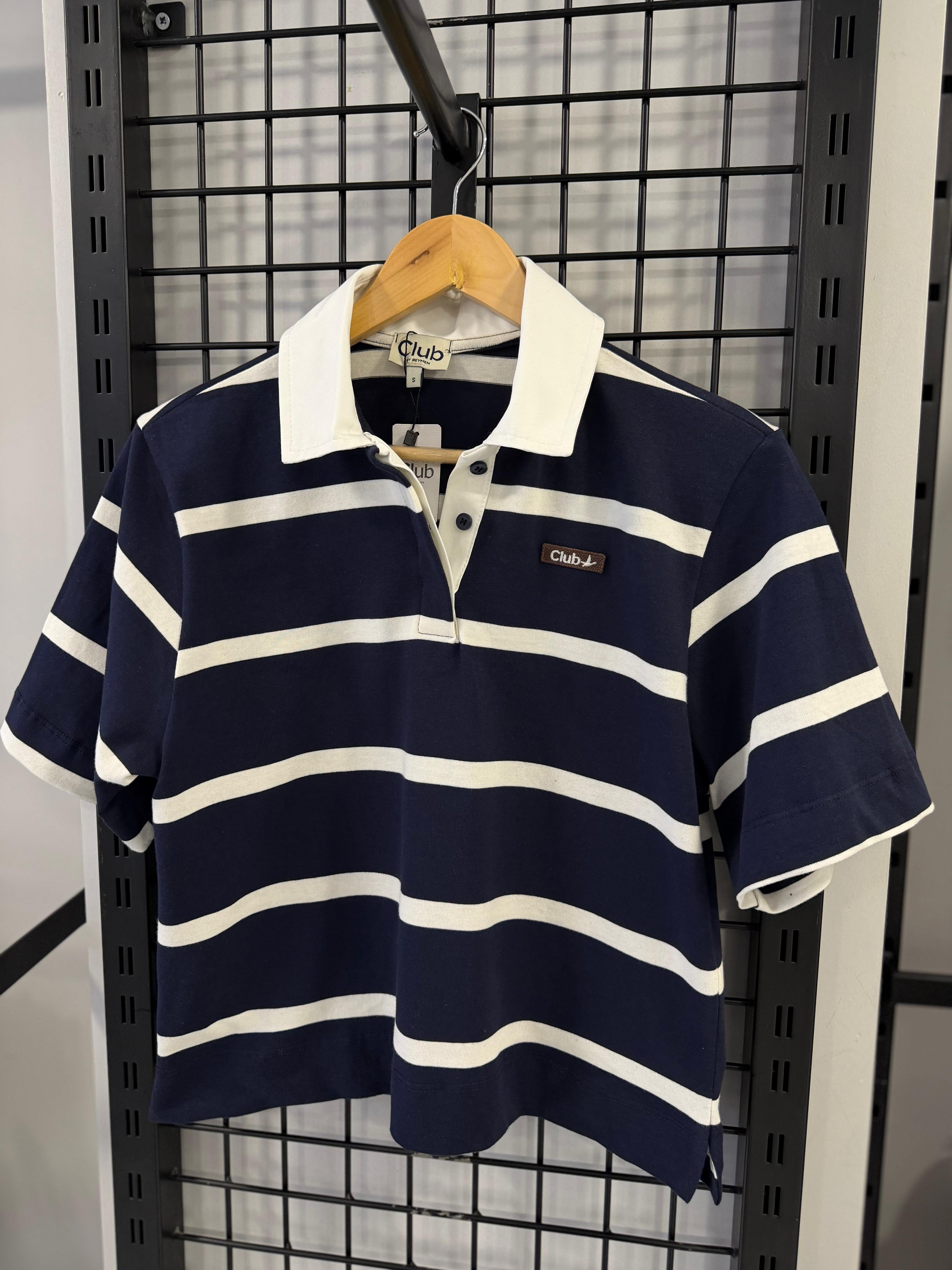 Bclub Lacivert Beyaz Çizgili Tshirt