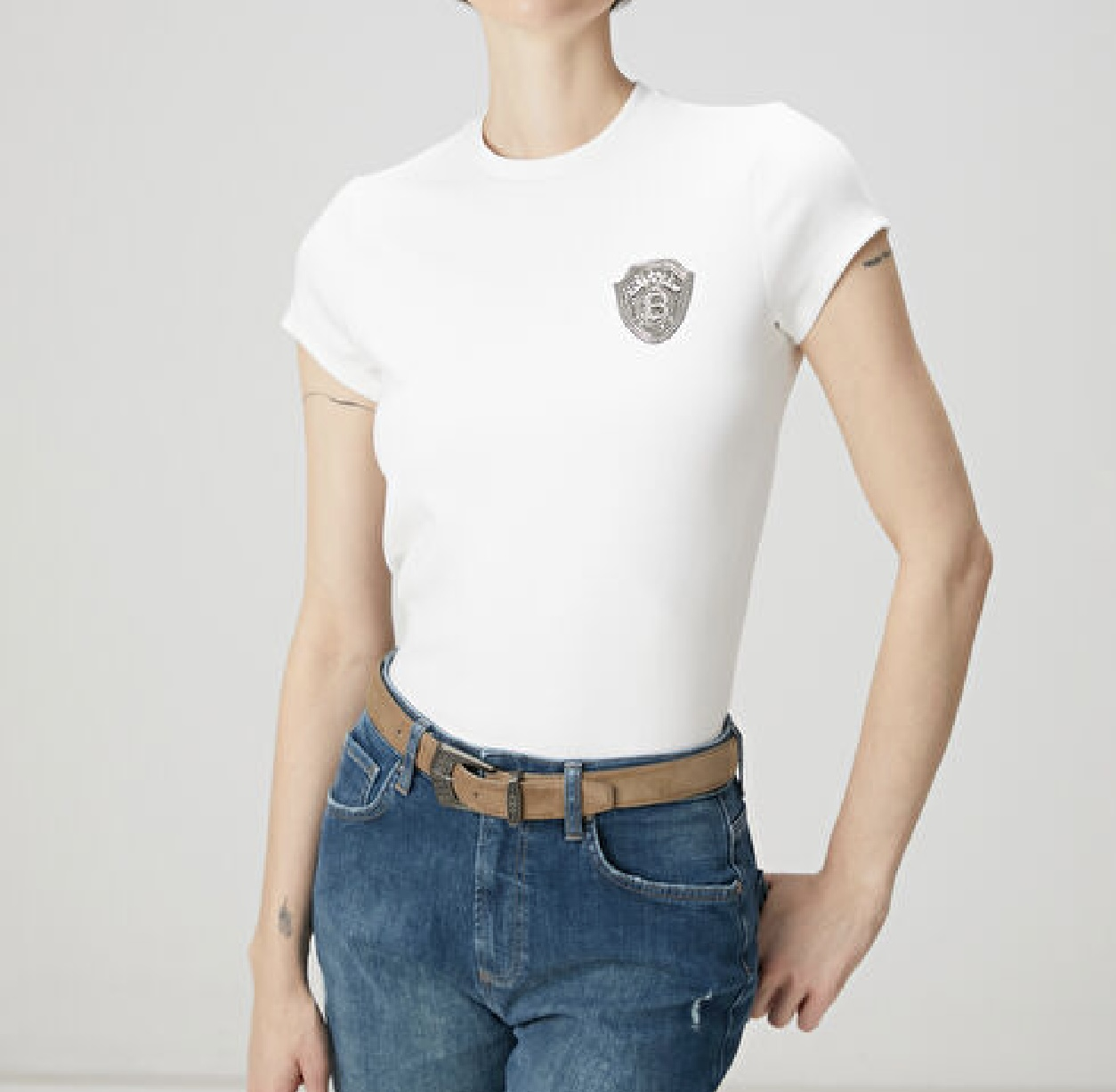 Beyaz Taşlı Tshirt