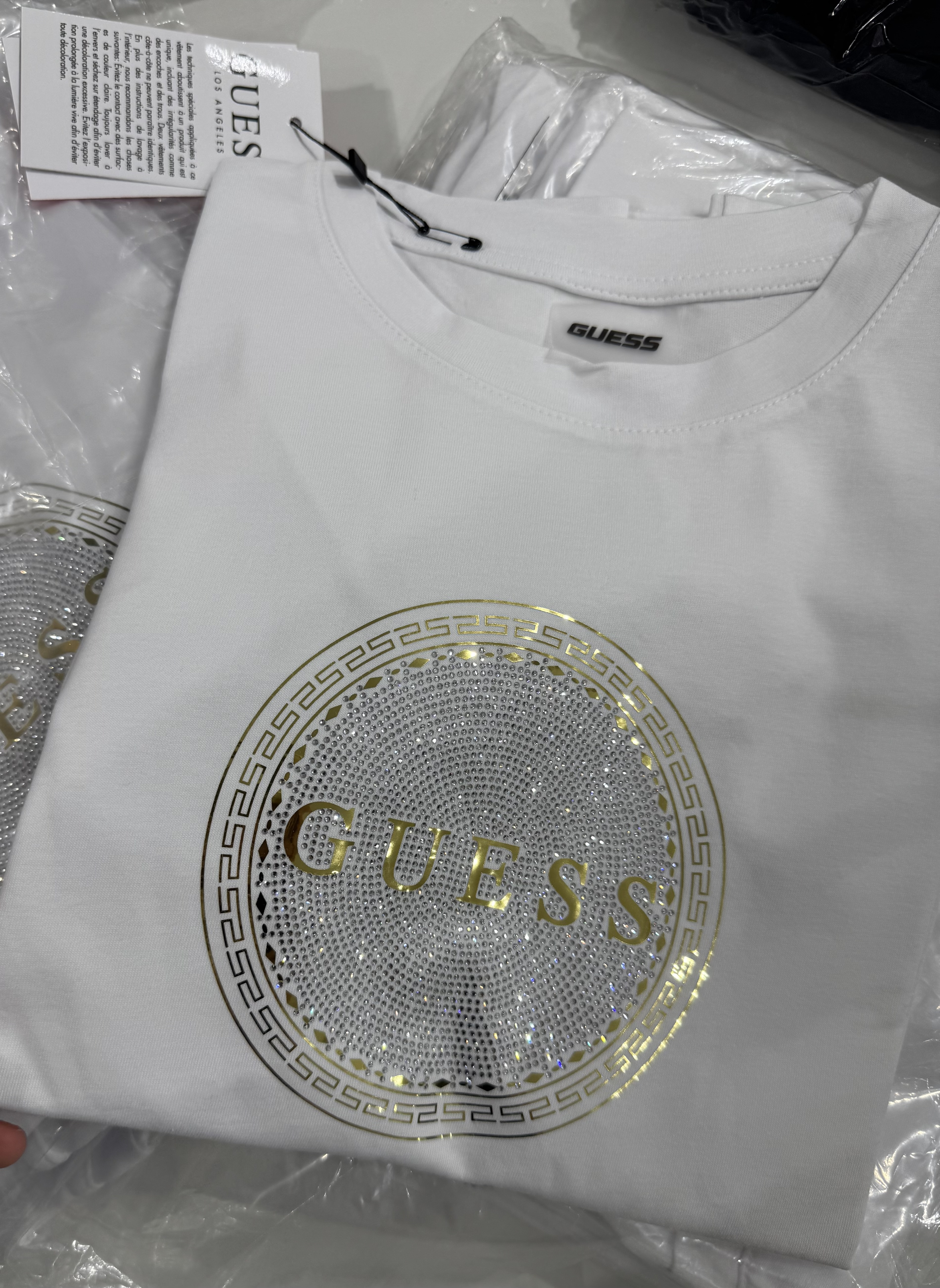 Gue Gold Taş Detaylı Beyaz Tshirt