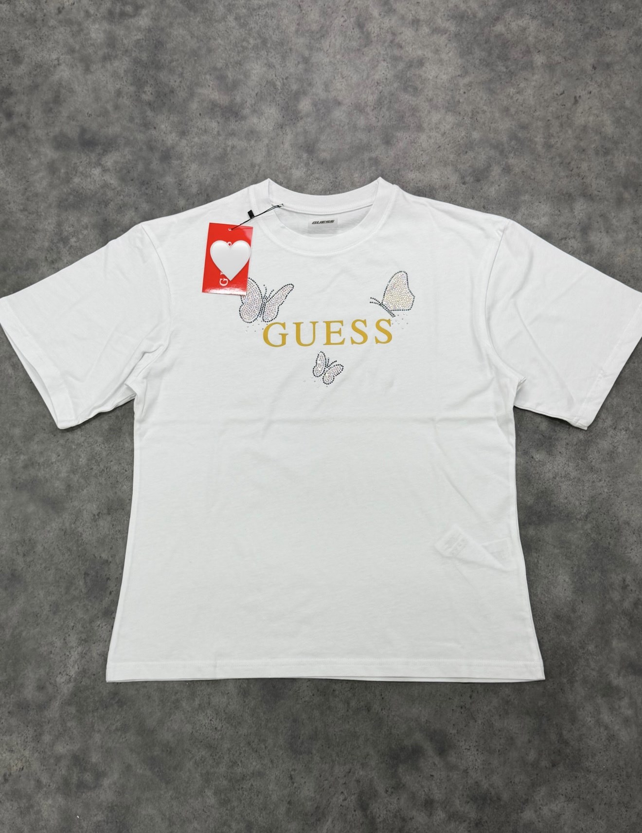 Gue Kelebek Taş İşlemeli Logo Tshirt
