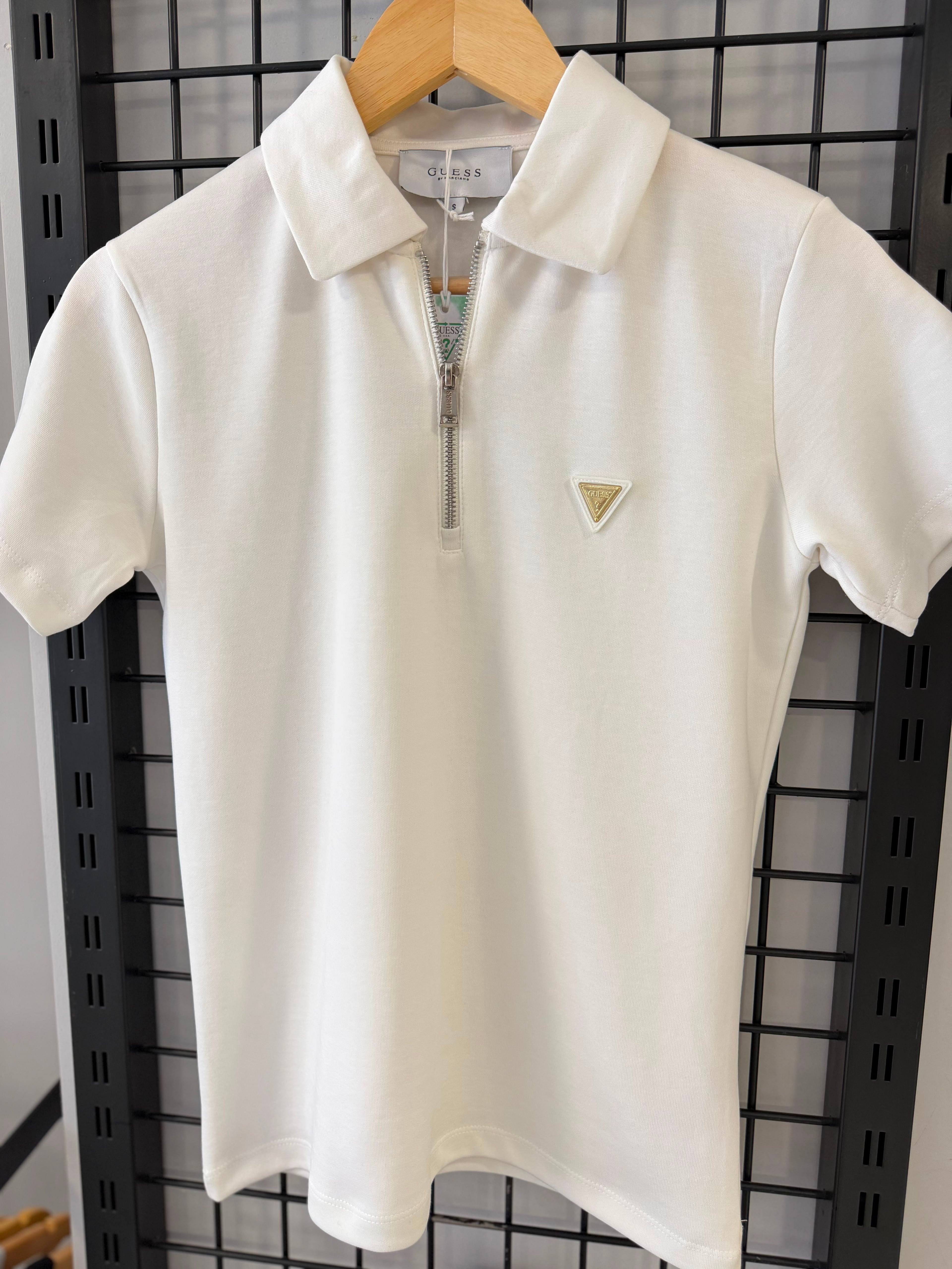 Gue Logo Detaylı Polo Yaka Beyaz Tshirt