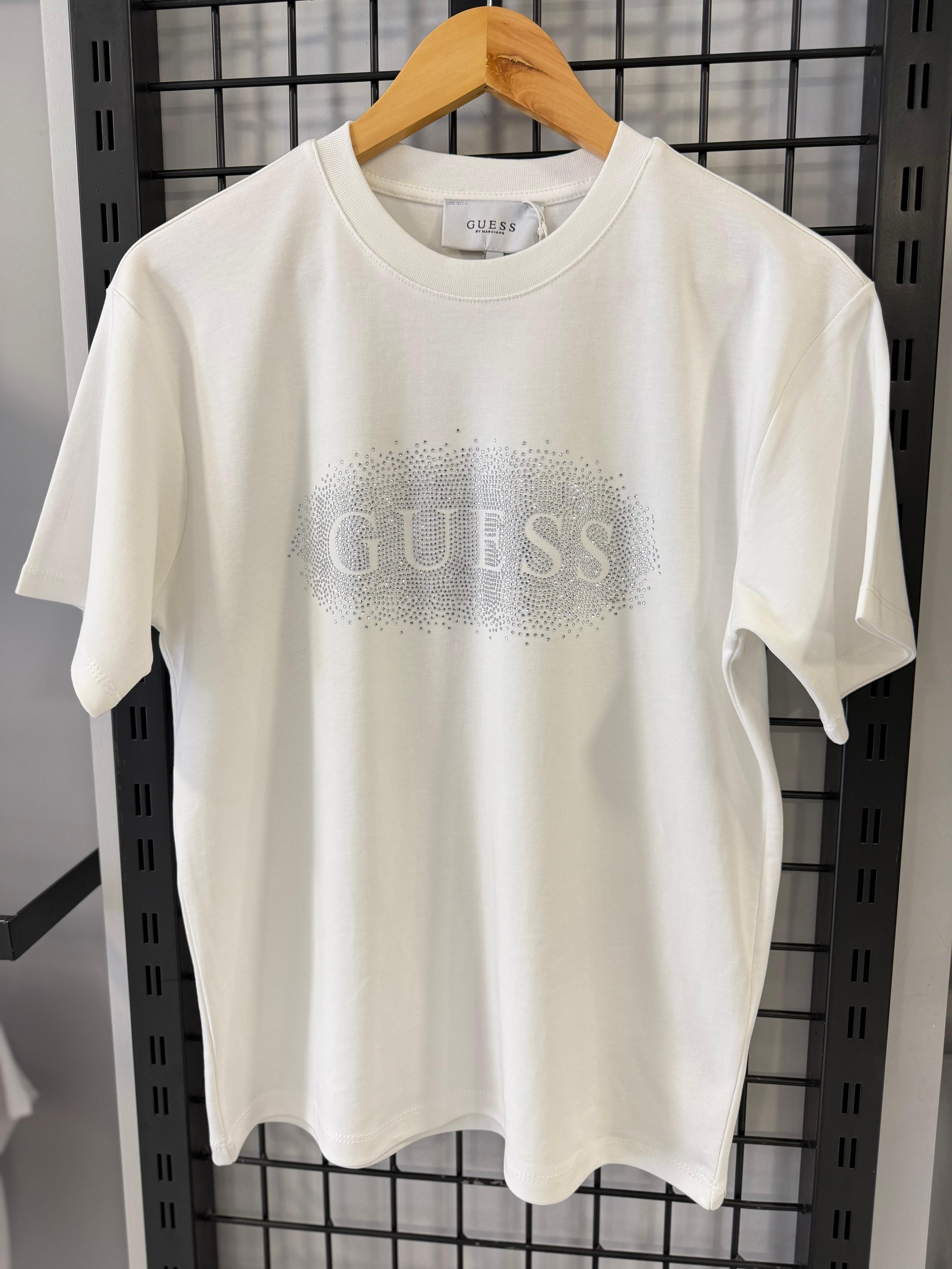 Gue Yazı Taş Detaylı Beyaz Tshirt