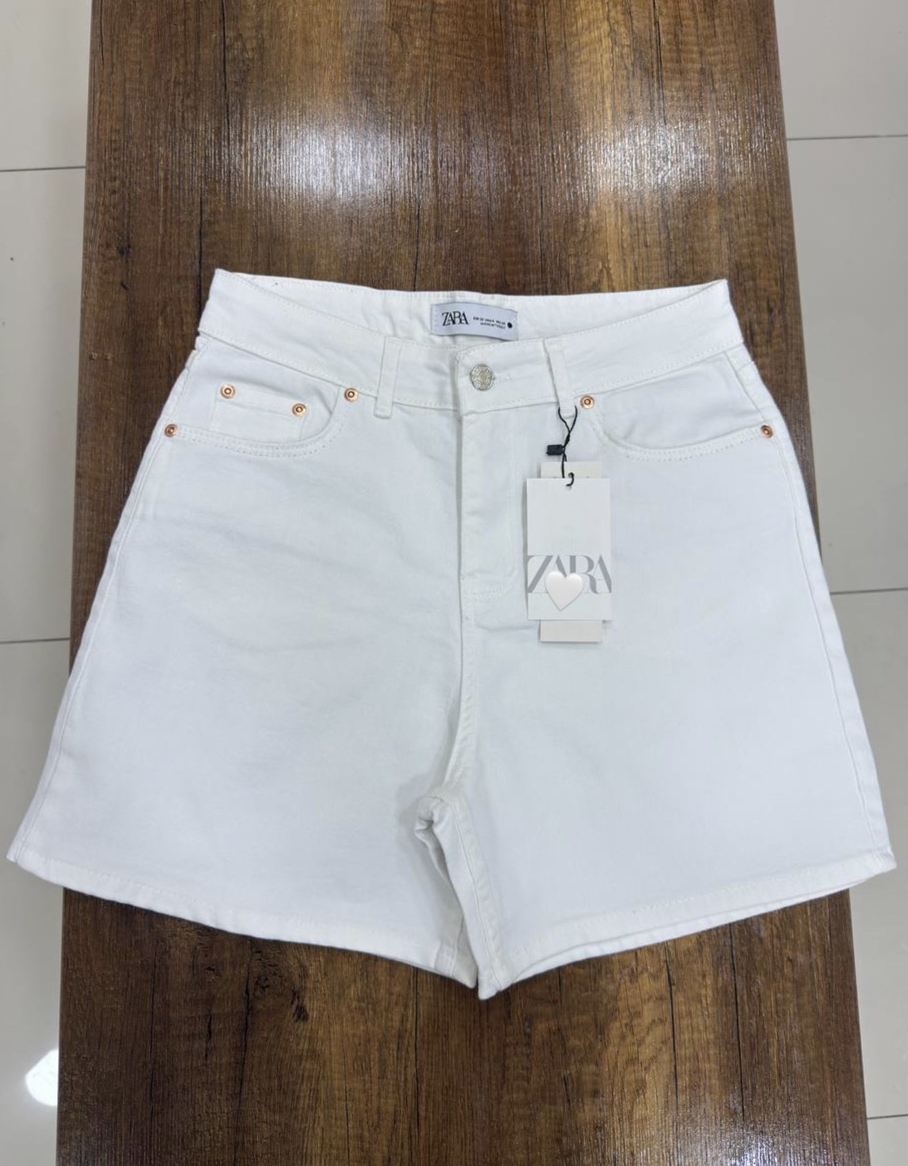 Premium Denim Şort Beyaz
