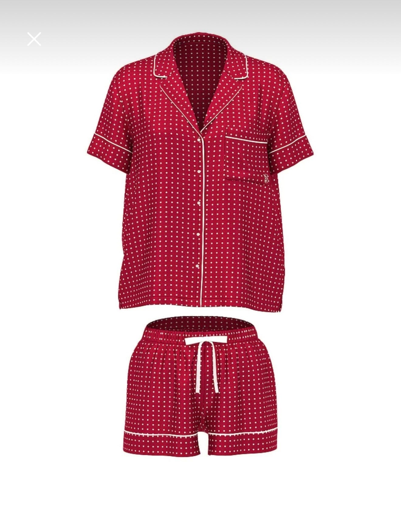 VS Saten Şort Gömlek Pijama Takımı