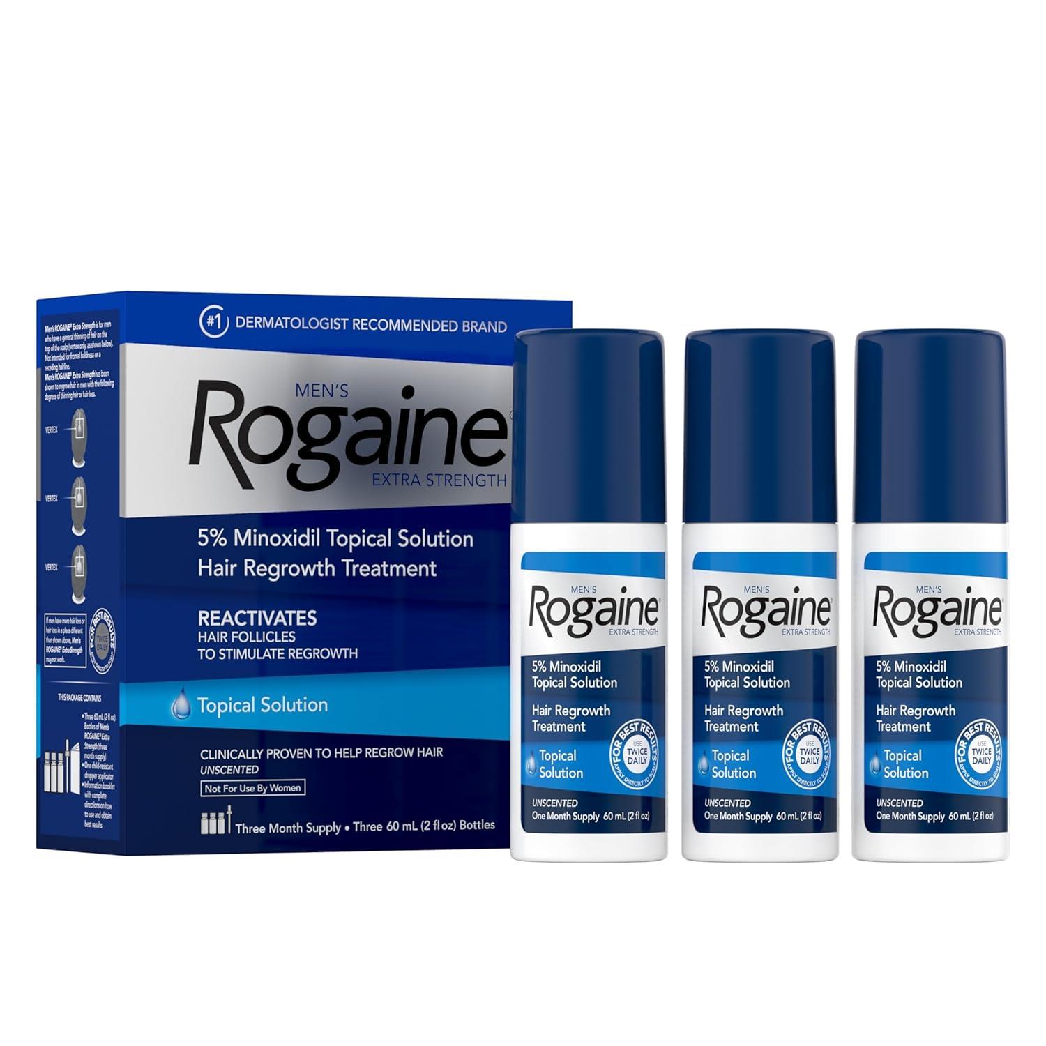  Men's Rogaine Extra Strength 5% Minoxidil Topical Solution for Thin Hair 60 ml