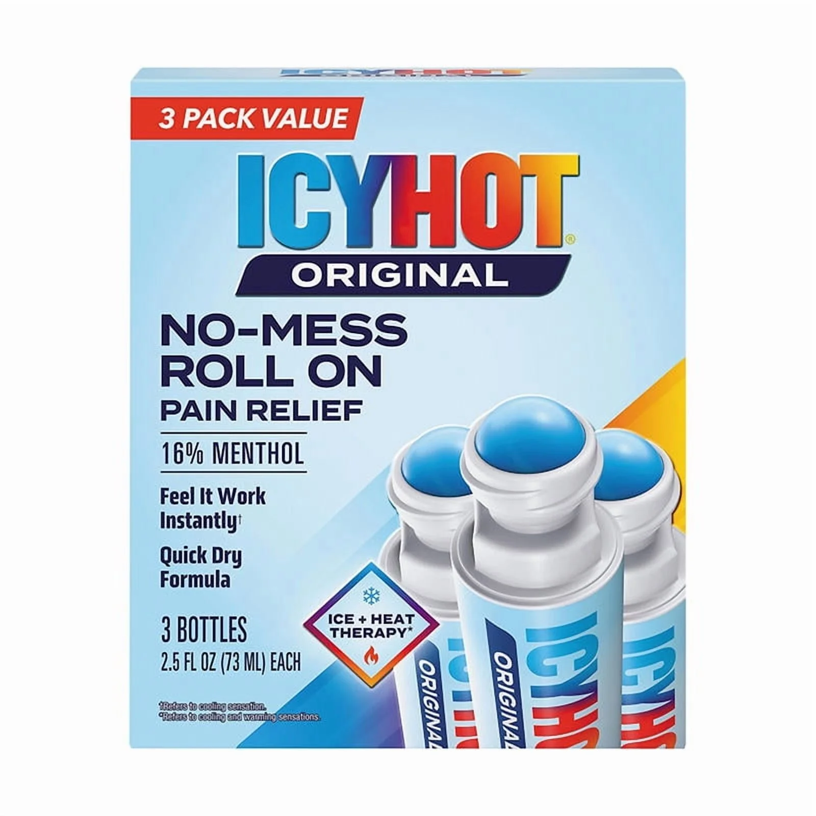 ICY HOT NO-MESS ROLL ON PAIN RELIEF 3LÜ 3X73ML