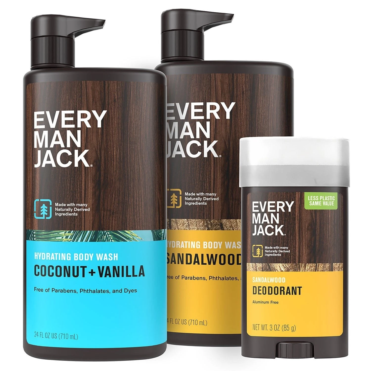 Every Man Jack Sandalwood ve Coconut Vanilya Vücut Yıkama ve Deodorant SETİ 