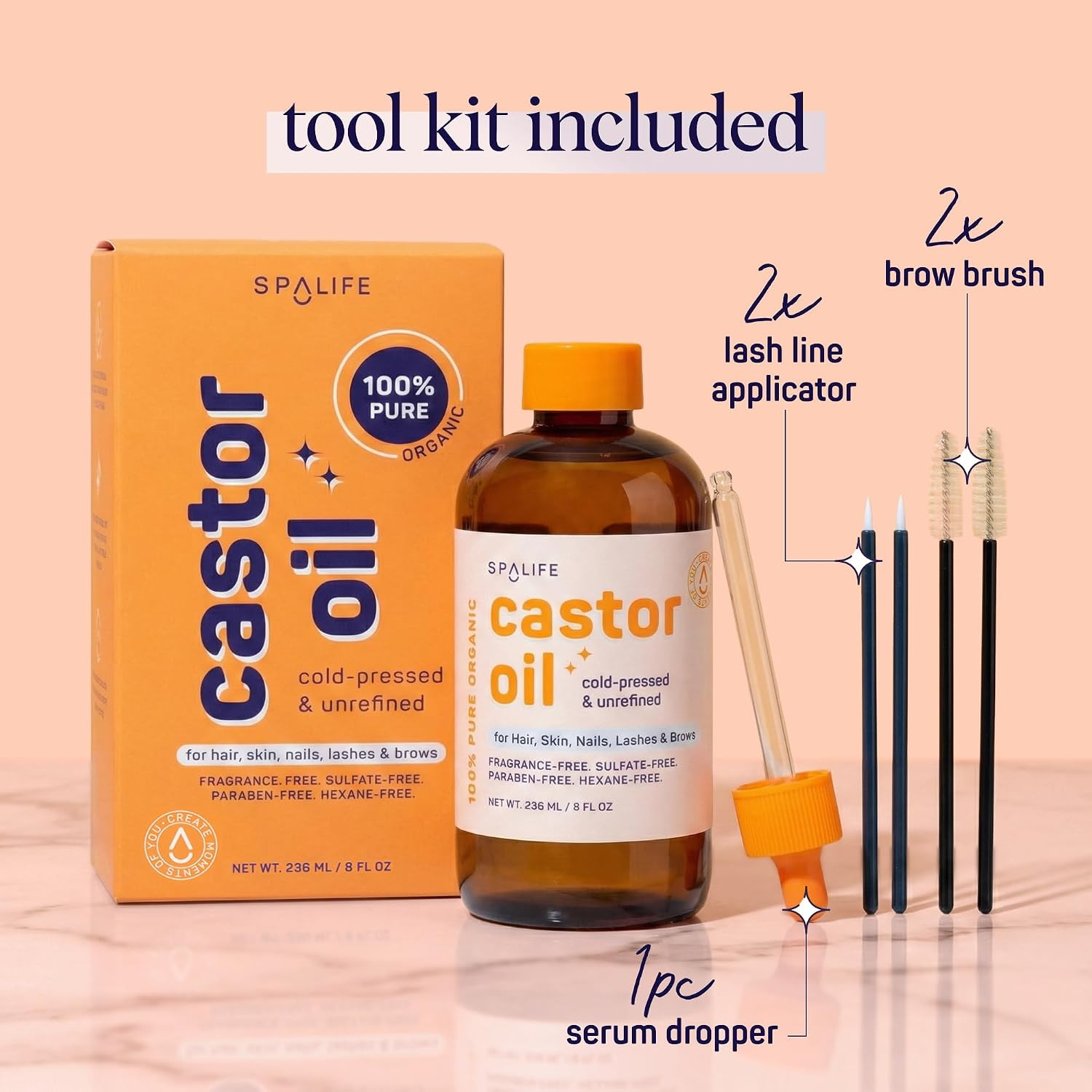 SpaLife Castor Oil Cold Pressed - Unrefined 236Ml