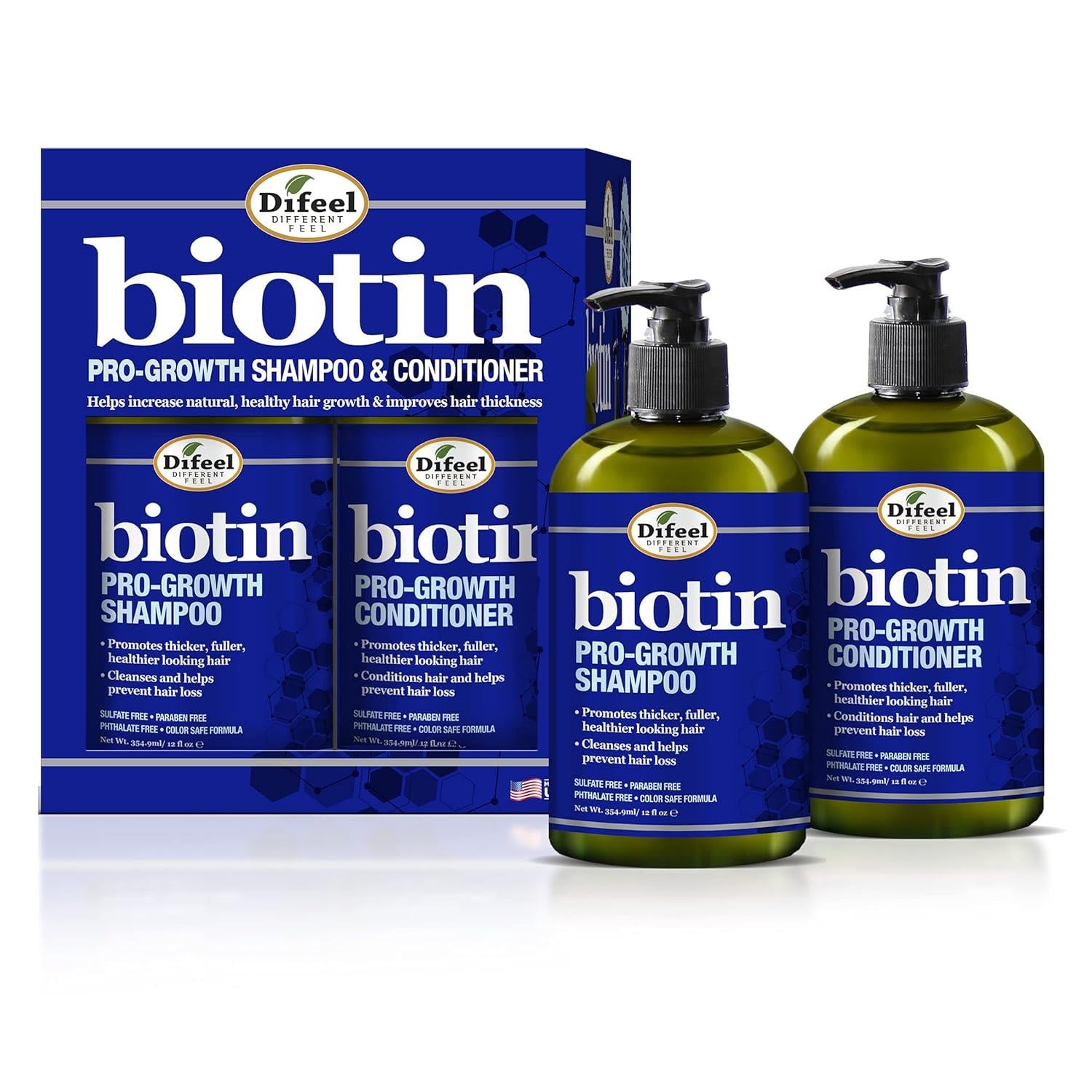Difeel Pro-Growth Biotin Şampuan ve Saç Kremi 2x355 ml