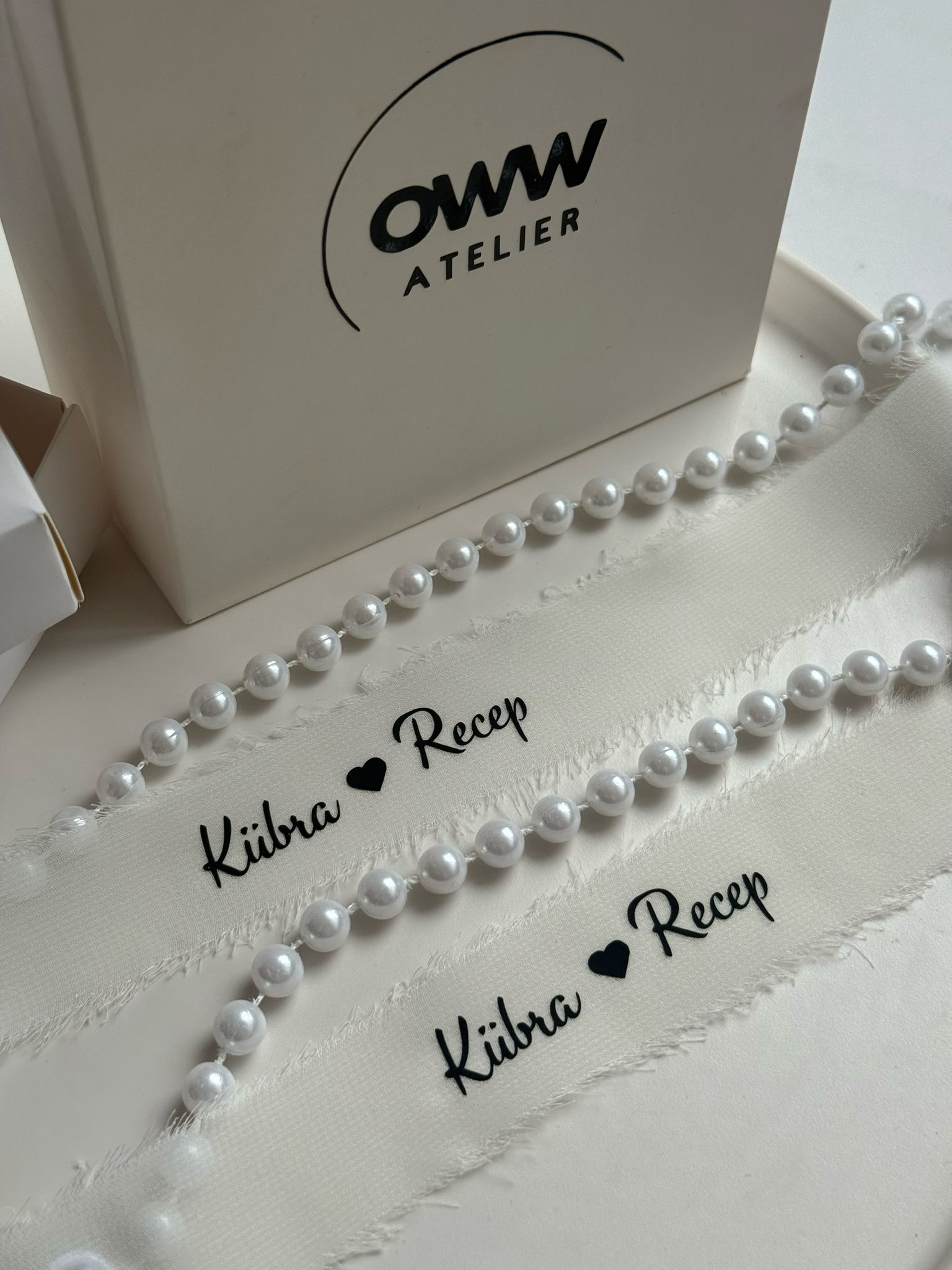 Dökülmeyen İncili Şifon Yüzük Kurdelesi (2cm en) Model 5