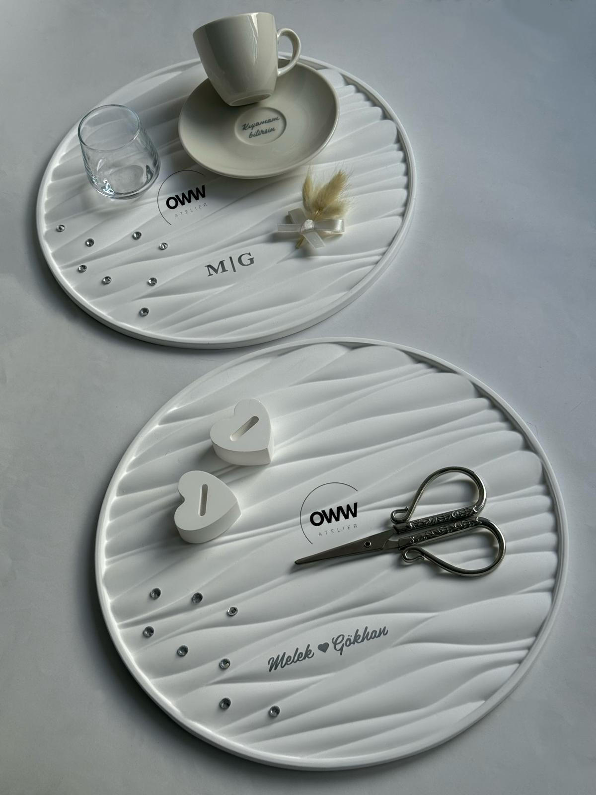 Kristal Taşlı El Yapımı Söz-Nişan Tepsi Seti  