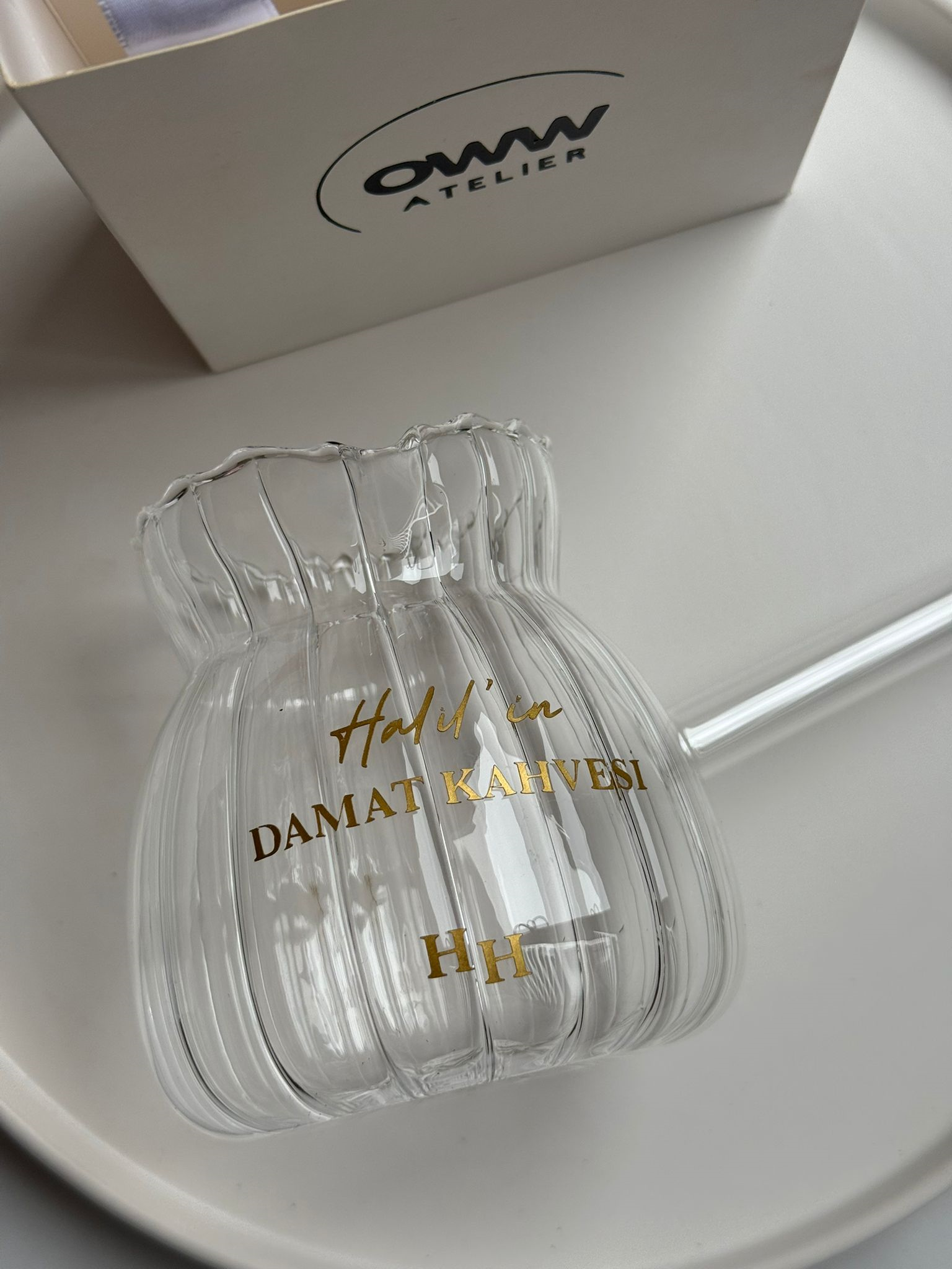İsimli Cezve 400 ml (Metalik Altın Baskı)