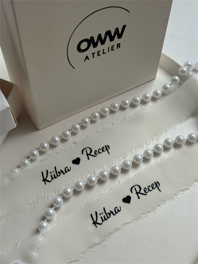 Dökülmeyen İncili Şifon Yüzük Kurdelesi (2cm en) Model 5