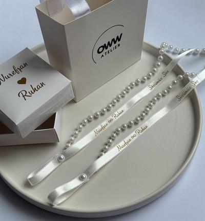 Dökülmeyen İncili Yüzük Kurdelesi (1cm en) Model 10
