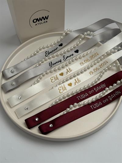 Dökülmeyen İncili Yüzük Kurdelesi (2cm en) Model 22