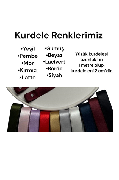 Kurdele Üzeri Dökülen Cam İncili Yüzük Kurdelesi Model 13