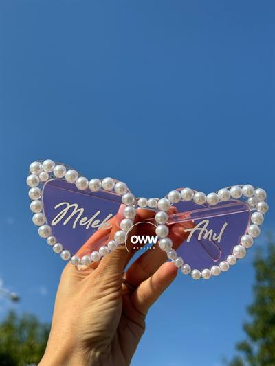 Tekli Pembe Kalpli Komple İncili Gözlük