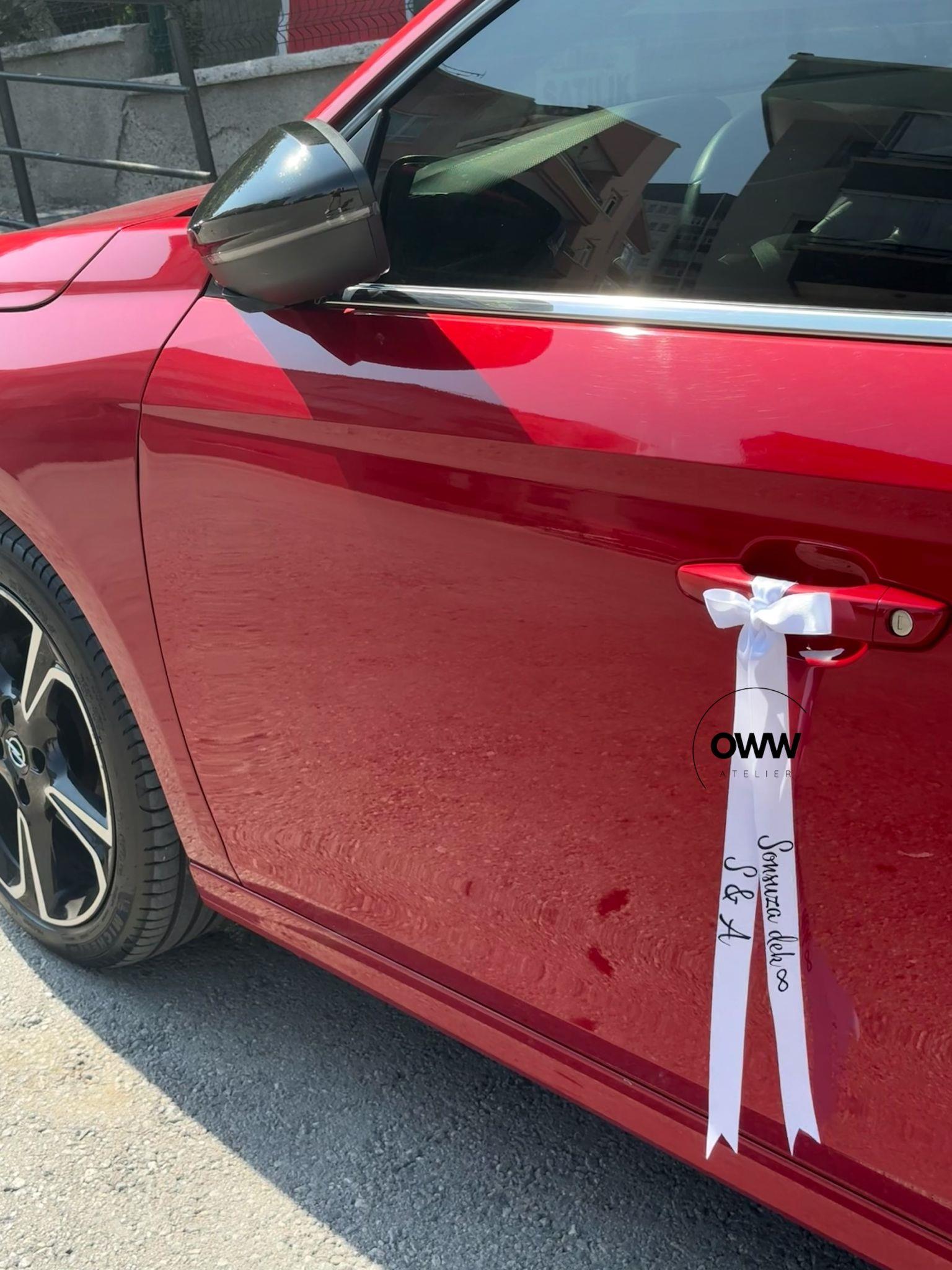 Çiçeksiz Gelin Arabası Kurdelesi 1 Adet (140 cm uzunluk, 3 cm en) Model 3